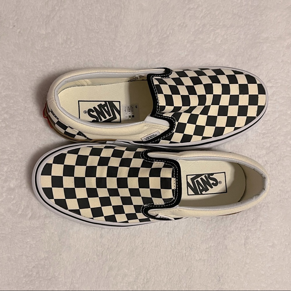 Cream and black vans